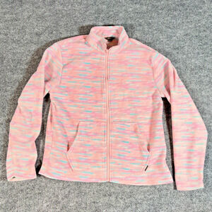 Eddie Bauer GirlsL 14/16 Pink Aqua Space Dye Fleece Jacket Zip Up Pockets